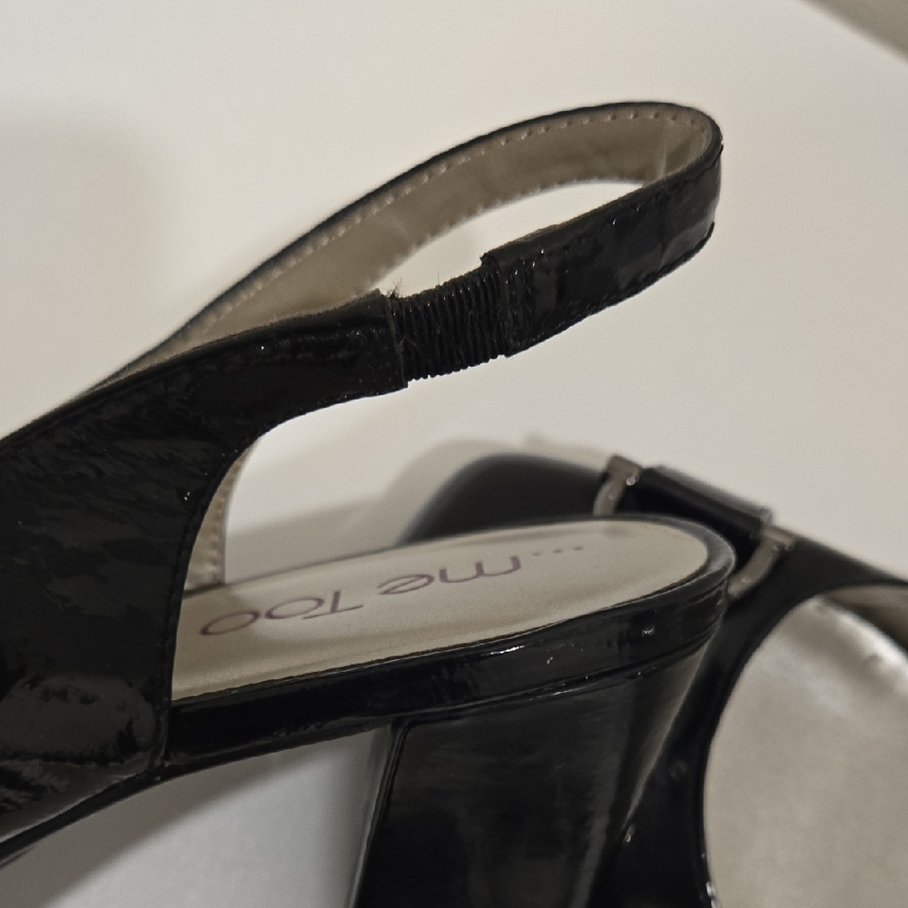 Me Too Glossy Black Slingback Heels - Picture 10 of 13